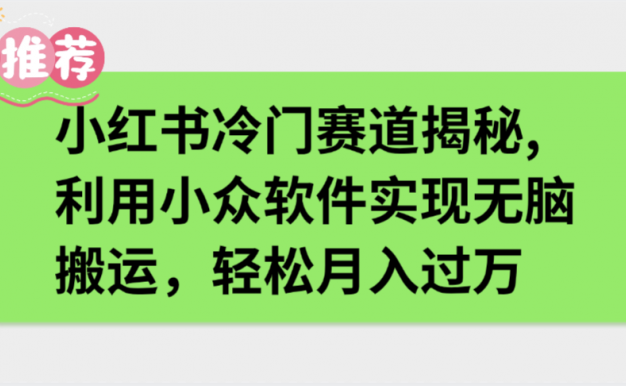 小红书冷门赛道揭秘,利用小众软件实现无脑搬运，轻松月入过万