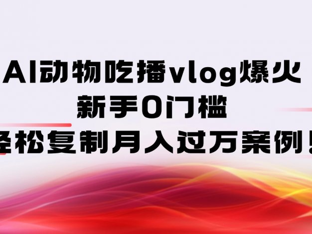 AI动物吃播vlog爆火：新手0门槛，轻松复制月入过万案例！